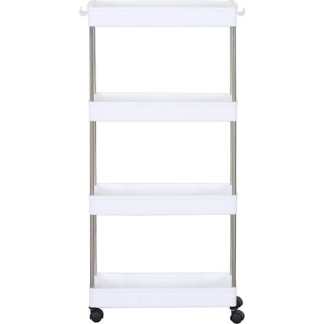 Rebecca Mobili Carro de Cocina con Ruedas 4 Portador de alimentos Estantes Baño Plástico Blanco (1/5)
