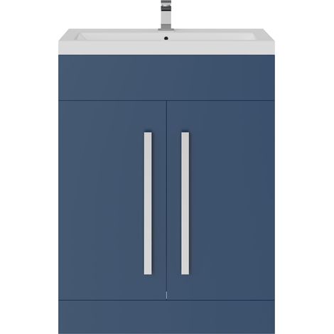 Modern Bathroom 600mm Vanity Unit Pre-Assembled Furniture Matt Navy Blue (1/5)