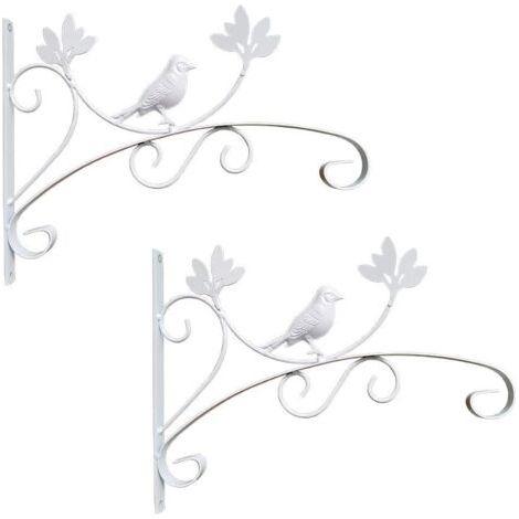 2 Stück Häkelarbeit Weiß Hängepflanze Vogelform Metall Hängekorb Halter für Garten Balkon (1/3)