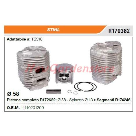 Cilindro pistone segmenti STIHL troncatore TS510 R170382