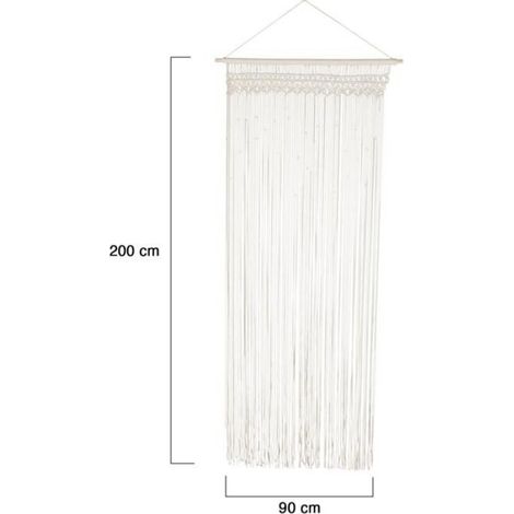 Rideau Macramé - 90x200 cm - Barre Bois Clair - Décoration Murale Séparateur de Pièce - 1 Unité (1/5)