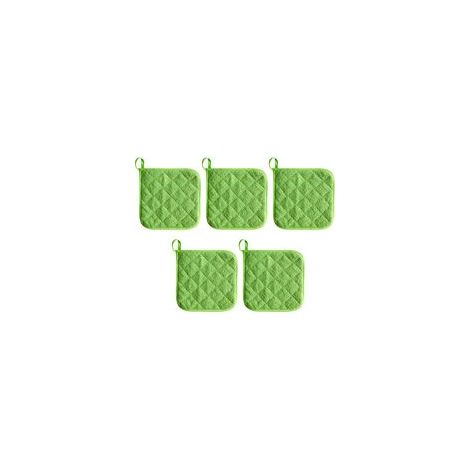 Maniques en coton, lavables en machine, résistantes à la chaleur, dessous de plat, supports de cuisson (verts) (1/5)