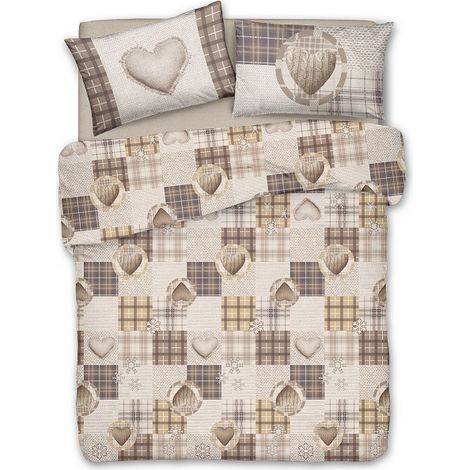 Copripiumino parure sacco e federa love mountain 100% cotone singolo matrimoniale 1 Piazza - Beige