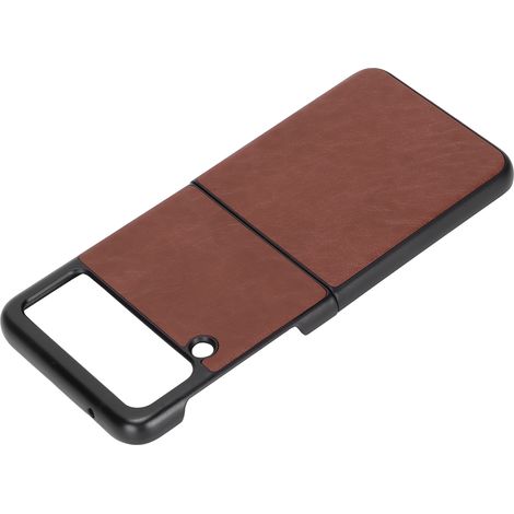 Étui en cuir marron pour Samsung Galaxy Z Flip 3, anti-rayures et antichoc (1/5)