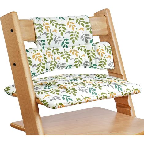 Coussin Chaise Haute Bébé, Coussin de Siège Compatible avec Stokke Tripp Trapp, Coussins et Housses pour Chaises Hautes, Amovible, Fixation Facile, Facile à Nettoyer, Feuilles vertes (1/5)
