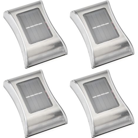 Lot de 4 lampes solaires murales LED, sources de lumière alternatives, éclairage extérieur étanche, lampes à énergie solaire (Lumière chaude) (1/5)