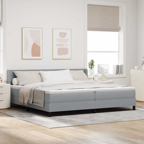 Boxspringbett mit Kopfteil Hellgrau 200 x 200 cm Stoff (1/5)
