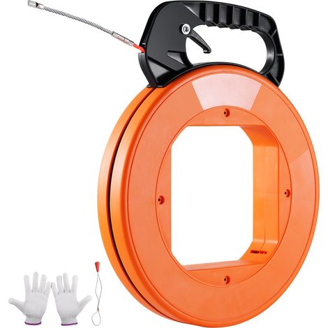 Aiguille Électricien 30,5 m Tire Fils Électrique en PET avec Boîtier, Poignée, Outil d'Extraction de Câble Flexible 6,35 mm, Facile à Utiliser, pour Murs, Conduits Électriques, Non Conducteur (1/5)