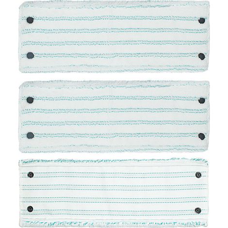 Lot de 3 recharges de balai en microfibre (42cm, fixation à pression), bleu et blanc, compatibles avec les balais Leifheit (1/4)