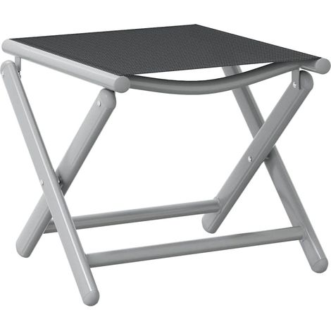 Repose-pied pliable, Tabouret Pouf, Tabouret Bas Noir et argenté Textilène et aluminium LKF52723 (1/5)