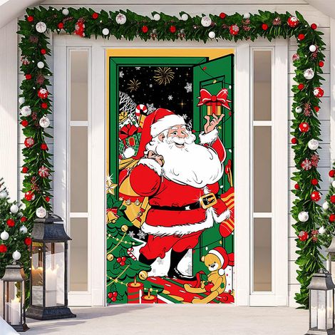 Nouvelle décoration adhésive de porte pour Noël, toile de fond festive, tapisserie pour porte de chambre, largeur de porte - SDMT-063 - 110 x 180 cm