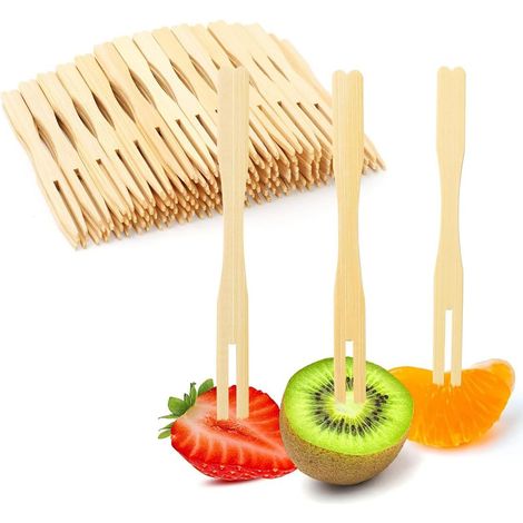 200 Fourchettes en Bois Couteaux en Bois Ustensiles de Fête Ustensiles de Service Événements en Plein Air Partys (87MM) (Couleur Bois) (1/5)
