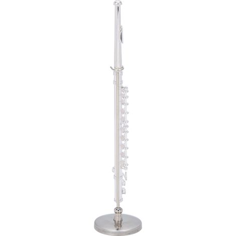 Copper Miniature Flute with Stand Mini Musical Instrument Model Accessory Gift (Silver) (1/5)