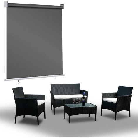 Jiubiaz Senkrechtmarkise 100x240 cm Balkonrollo Dunkelgrau UV Schutz Sonnenschutz Sichtschutz wasserdicht wetterfest Balkon Terrasse