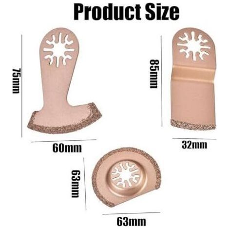 3 pièces lame de scie oscillante carrelage Accessoires pour pierre, outils multifonction béton et coulis mortier - (1/5)