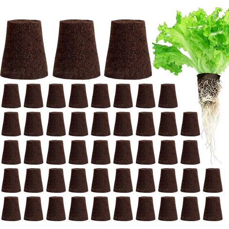 50-teiliges konisches Hydrokultur-Wachstumsblock-Set, poröse Faserschneideblöcke für den Wasseranbau von Salat, Kräutern und Gemüse, Saatblöcke für Growbox und Indoor-Gartenbau (1/5)