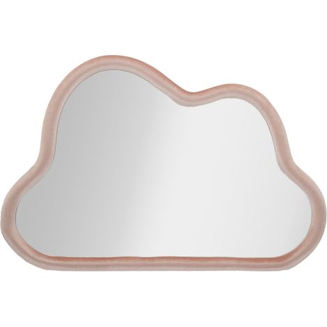 Specchio da parete Cloud a nuvola in velluto rosa 96x67 cm