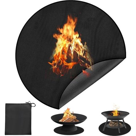 Feuerfeste Bodenmatte für Grills im Freien, 120 cm/48 Zoll, extra große runde feuerfeste Bodenmatte für Feuerstellen im Freien, zum Schutz von Kaminen, Böden, Grills und Feuerstellen, Rasenflächen (1/5)