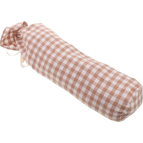 Taie d'oreiller cylindrique ronde kaki 50x10 cm coton lavé à carreaux pour canapé et salon confort toute l'année (1/5)