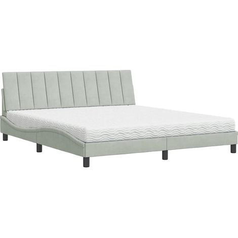 Maison Exclusive - Bett mit Matratze "Hanko" Hellgrau 180x200 cm (1/5)