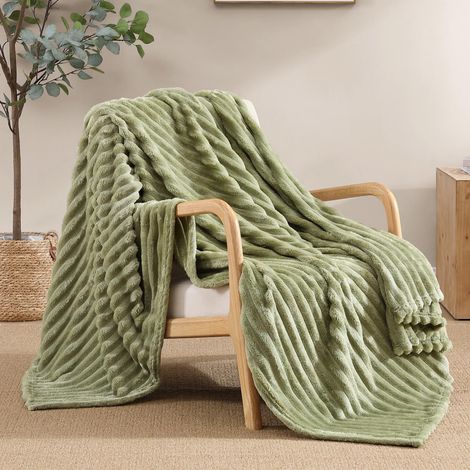 Couverture pour canapé, lit - Couverture Super Douce et légère avec Bande - 127 x 152,4 cm - Vert Sauge - Confortable - Chaude et Respirante (1/5)