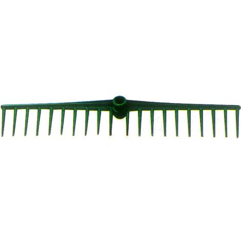 Râteau droit en plastique vert 20 dents sans manche