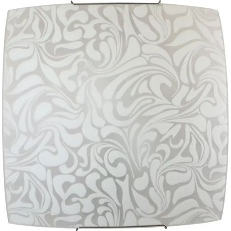 Plafoniera Corinna 30x30x11 cm en vidrio blanco y metal, E27