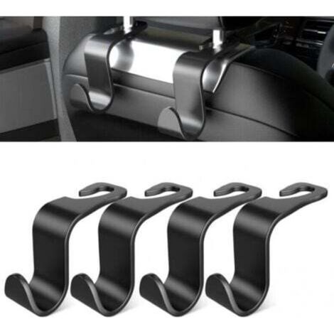 Set di 4 ganci per schienale sedile auto - Accessori per interni auto - Plastica nera - Adatti per borse, borse della spesa, vestiti, cassetta degli attrezzi portatile