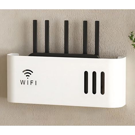 Rangement Mural Routeur, Cache Box, Support Box Internet, Parfait pour Ranger sa Box et Tout Les Fils(Black) (1/4)