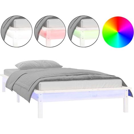 Maison Exclusive - Estructura de cama con LED madera maciza blanc (1/5)