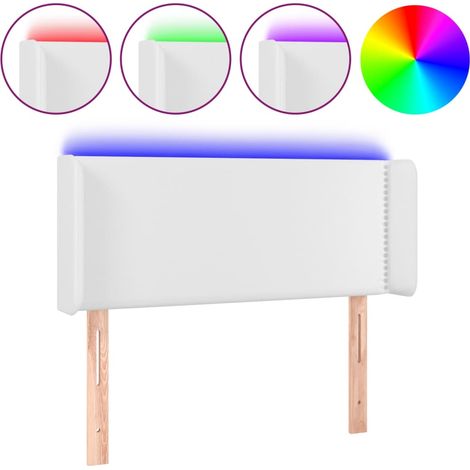 Testiera letto accessorio camera da letto mobili LED 103 x 16 x 78/88 cm bianco sintetico TDL0201945