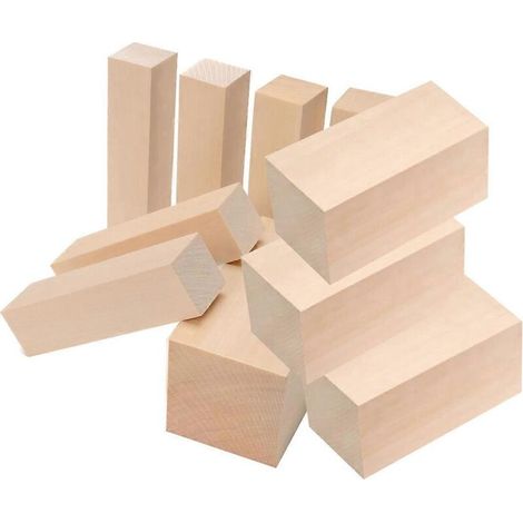 Blocs De Sculpture - Tilleul Naturel Sans Nœuds - Pour Débutants Et Sculpteurs - 6 Pièces 25x25x100 Mm + 4 Pièces 50x50x100 Mm - Lot De 10 (1/5)