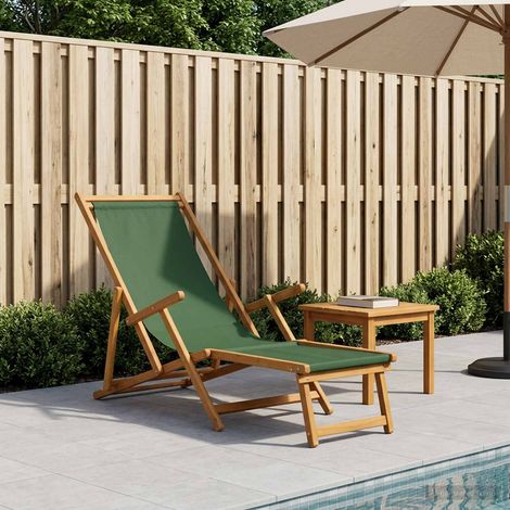 Beyamis Fauteuil pliant 3 positions en bois d'eucalyptus massif vert (1/5)