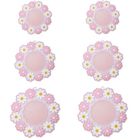 Lot de 6 dessous de plat, sous-verres et tapis isolants en silicone anti-brûlure et haute température, combinaison : mixstyle1 (1/5)