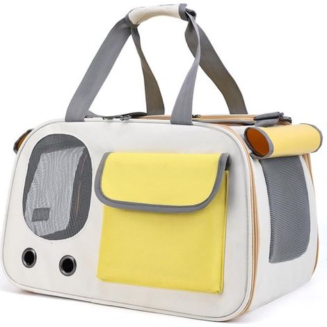 Sac de transport pour chat – Pliable – Ceinture de sécurité – Jaune – Jusqu’à 7 kg – Côtés respirants (1/5)