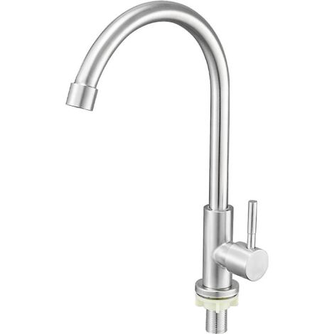 Einzelner Edelstahl-Wasserhahn für Kaltwasser, Einhebelmischer, Wandmontage, für Küche und Bad (1/3)