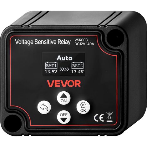 VEVOR Relais Sensible a la Tension 12 V 140 A Isolateur de Batterie Double Intelligent VSR Manuel et Automatique pour Batteries Lithium-ion Plomb-acide pour Voiture Camion Camping-car UTV VTT Bateau