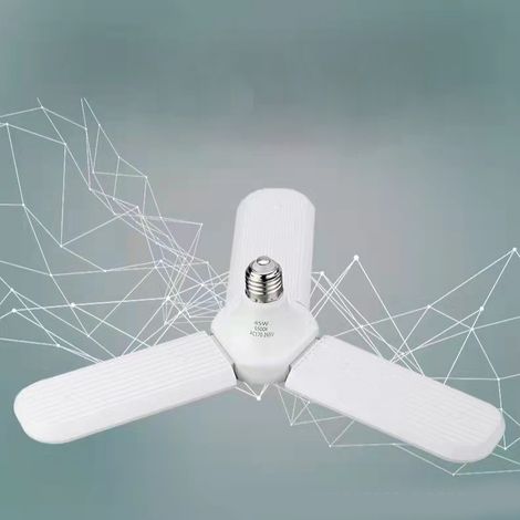 Lampe LED déformable à 3 pales, haute luminosité, résistante à la corrosion, bonne dissipation thermique, pliable, culot E27, 45 W. (1/2)