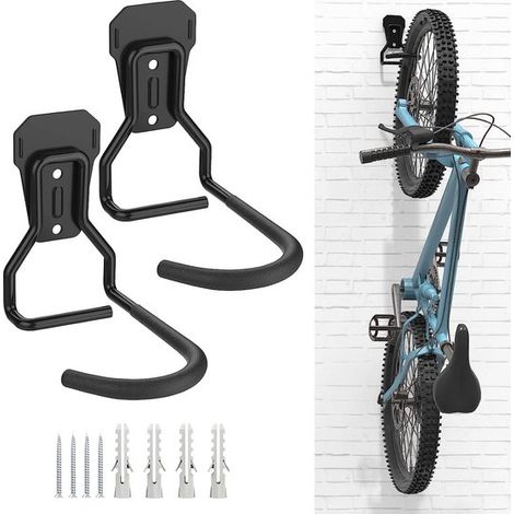Portabiciclette, 2 pezzi, gancio a L per biciclette, salvaspazio, sospeso, gancio verticale per biciclette con gomma EVA, per garage e negozi di biciclette (1/5)