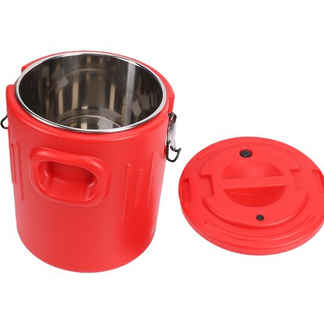 Récipient alimentaire isolé de 20 L avec 2 anneaux de boucle Seau portable en acier inoxydable pour glace et boissons chaudes pour cantine hôtel usage domestique rouge (1/5)