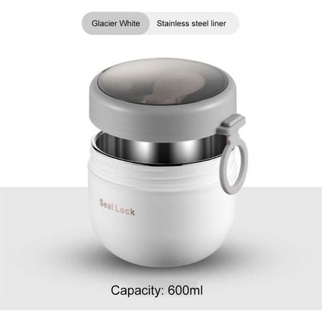 Récipient isotherme avec fourchette pour conserver les citrouilles au micro-ondes, boîte à lunch, acier inoxydable 600 ml (1/4)