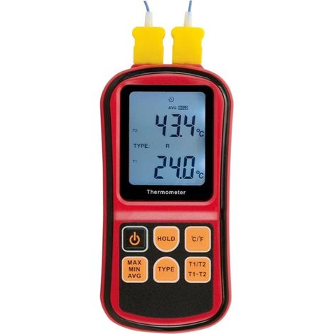 Thermomètre thermocouple avec 2 entrées - Sonde type K + Sonde rigide