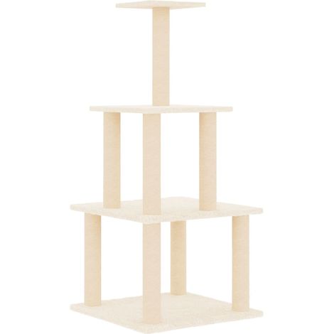 Torre para muebles de árbol para gatos, juguete para trepar, rascador, plataforma para trepar con postes rascadores de sisal, 111 cm, crema 020022459 (1/5)