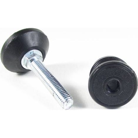 Ajile - Kit de Réglage / Mise à Niveau pour tube rond diam. 40 mm avec Pied Vérin Fileté Acier Zingué M10x50 mm Embase diam. 40 mm (1/2)