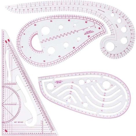 YMYNY Couture Règle 4 Pièces Règle pour vêtements Règle Métrique Règle de Courbe pour la Couture Outils de Couture Modèle de Dessin Modèle de Dessin Outil Sur Mesure pour Vêtements de Bricolage (1/4)