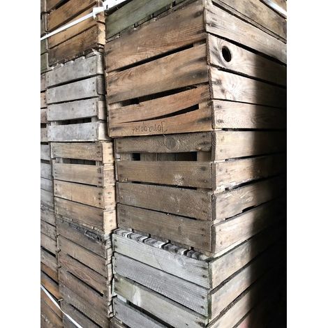 Ensemble de 4 caisses à fruits JOHANNA, 2e choix, caisses à vin, caisses à pommes, vintage, revalorisées, décoration de jardin, style shabby chic, caisse en bois