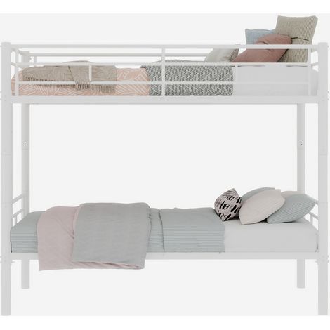 Lit superposé métal 90x190 avec échelle convertible 2 lits sans matelas