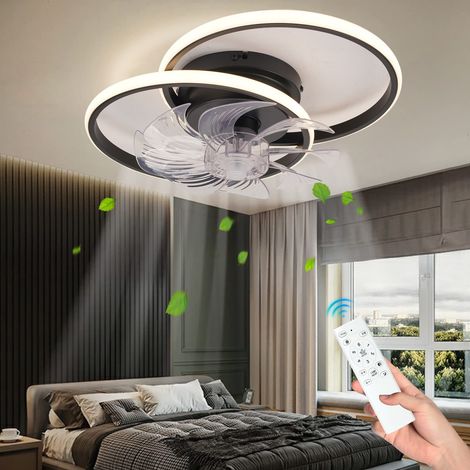 Ventilateur avec lumière,Ventilateur LED plafonnier,Régulable en luminosité,Ventilateur suspendu,220V 52W,3240lm,3000k-6500k(noir) (1/5)