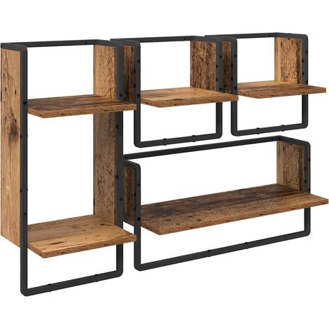 Ensemble d'étagères murales 4 pcs, étagères flottantes Bois Ancien 65 x 25 x 30 cm fr25505 (1/5)