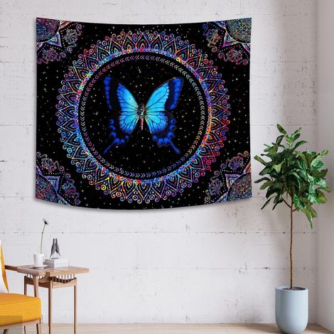 Tapisserie papillon pour chambre à coucher, tapisserie esthétique bohème, tapisserie murale à suspendre pour salon, dortoir, (51ʺL × 59ʺW) (1/4)